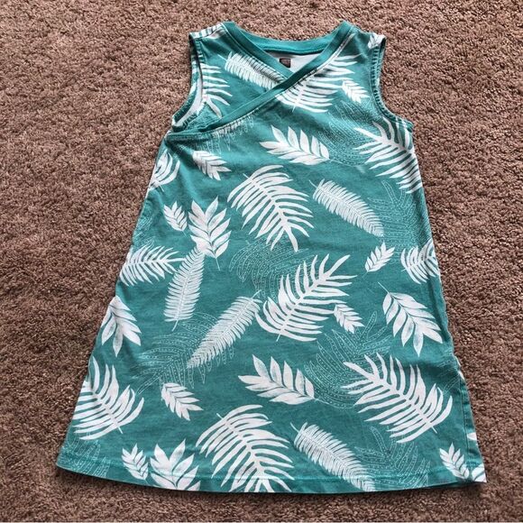 Tea Collection Wrap Neck Palm Dress Girls 5 Sleeveless Green - Picture 1 of 8